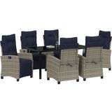  Vrtni set za objed s jastukom 7 pcs Siva poliratan | shoptok.hr