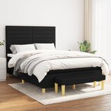 Krevet s oprugama i madracem crni 140 x 190 cm od tkanine u