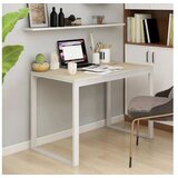  Računalniška miza bela in hrast 110x60x73 cm iverna plošča | Shoptok.si