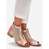 Maciejka Ladies Leather Ankle Boots On Flat Heel With Open Toes Pink-Orange | Shoptok.si