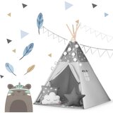 Teepee šator za djecu s girlandom i nukido svjetlima - sivi sa zvjezdicama | shoptok.hr