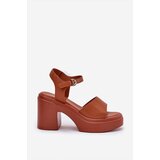 Boto Women's Sandals On Chunky Heel And Platform Made Of Eco Leather Camel Korlevia | shoptok.hr