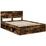  Okvir za krevet s uzglavljem Dimljeni hrast 135 x 190 cm | shoptok.hr