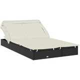 LEŽAJ za sunčanje za 2 osobe crni 213 x 118 x 97 cm poliratan | shoptok.hr