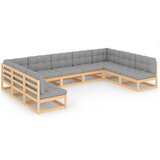 The Living Store Vrtna sedežna garnitura 9-delna z blazinami trdna borovina - Vrtna Sedežna Garnitura, (21468167) | Shoptok.si