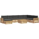  Set vanjskih sofa 9 kom. Bijela i antracit Čvrsto drvo akacije | shoptok.hr
