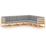 Maison Chic Seti vrtnega pohištva - Vrtna garnitura - Vrtni pohištvo set 6-delna z blazinami trdna borovina, (21806572) | Shoptok.si