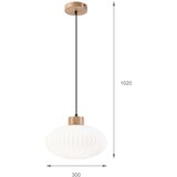 Viseći luster na sajli HARMONY 1xE27/15W/230V, prečnik 30 cm, bela/hrast | Eponuda.com