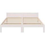 Posteljni okvir brez vzmetnice bel 160x200 cm trdna borovina | Shoptok.si