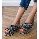 Gemre Black flip-flops with rhinestones on the straps Kelara | Shoptok.si