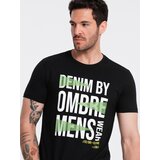 Ombre Men's cotton t-shirt with large inscription - black | Eponuda.ba
