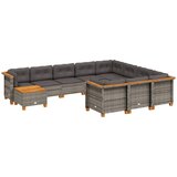 Maison Chic Seti vrtnega pohištva - Vrtna garnitura - Vrtni pohištvo set 11-delna z blazinami siv poli ratan, (21816030) | Shoptok.si