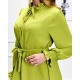 Resti Light green women's long dress with waist tie - Clothing | Shoptok.si