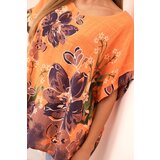Kesi Włoski Women's cotton blouse with floral print and short sleeves orange | shoptok.hr