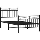 Metalni okvir kreveta uzglavlje i podnožje crni 90 x 200 cm | shoptok.hr