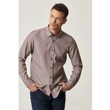 AC&Co / Altınyıldız Classics Men's Brown Slim Fit Slim Fit Buttoned Collar Long Sleeved Oxford Shirt Cene