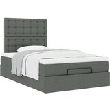 vidaXL Otomanski posteljni okvir z vzmetnico siv 120x200 cm blago | Shoptok.si