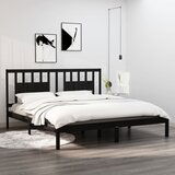 Maison Chic Posteljni okvir - Dvoposteljna postelja - Zakonska postelja črn iz trdne borovine 200x200 cm-J4889, (21772008) | Shoptok.si