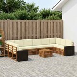  Set vanjskih sofa s jastukom 11 pcs Prirodna i krem Poliester | shoptok.hr