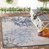 Lesnina XXXL PREPROGA ZA ZUNANJO UPORABO Floral 80/150 cm tkano modra, siva, bela | Shoptok.si