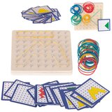 Montessori drvena slagalica Geoboard s gumicama i karticama | shoptok.hr