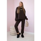 Kesi Insulated cotton set, sweatshirt with embroidery + brown trousers | shoptok.hr