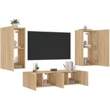  The Living Store Komplet TV omaric LED 4-delni sonoma hrast inženirski les - Stenska TV Enota, (21555359) Cene