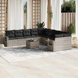  11-dijelni set vrtnih sofa poliratan s jastucima svijetlosivi | Eponuda.com