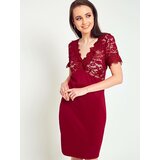 Esther.M Pencil dress decorated with burgundy lace Cene