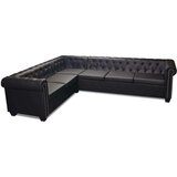 vidaXL Kutna garnitura Chesterfield za 5 osoba od umjetne kože crna cijene