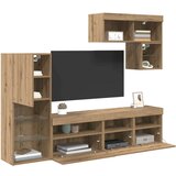 TV stenske enote z LED lučmi 6 pcs Umetni hrast Konstruiran les, (5000112689) | Shoptok.si