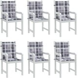  Jastuci za vrtne stolice 6 kom sivi karirani 100x50x3cm tkanine | shoptok.hr