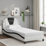  Krevet Viana s madracem bijelo-crni 80 x 200 cm od umjetne kože | shoptok.hr