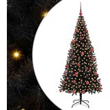 vidaXL Božično drevo med 300 LED z stojalom Črna 180 cm PVC | Shoptok.si