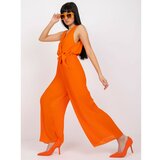 Fashion Hunters Orange ladies' pleated jumpsuit Cene