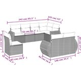  8-dijelni set vrtnih sofa od poliratana s jastucima sivi | shoptok.hr