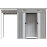 vidaXL Vrtna kućica s dužim krovom svjetlosiva 277x110 5x181 cm čelik | shoptok.hr