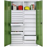 C+P Omara za material iz jeklene pločevine, 2 polic, 24 predalov, VxŠxG 1950 x 930 x 500 mm, svetlo siva | Shoptok.si