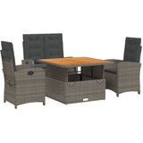  4-dijelna vrtna garnitura od poliratana s jastucima siva 110 cm table length | Shoptok.si
