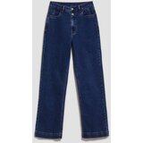 Marisse Wide Leg Jeans With Double Buttons, Navy Blue | Shoptok.si