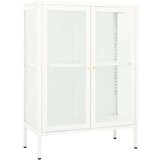 vidaXL Stranska omarica bela 75x35x105 cm jeklo in steklo | Shoptok.si