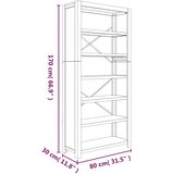  Polica za knjige sa 6 razina 80x30x170 cm masivno drvo bagrema | shoptok.hr