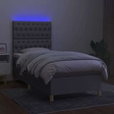  Box spring postelja z vzmetnico LED svetlo siva 80x200 cm blago, (20789718) | Shoptok.si
