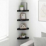  323891 Floating Corner Shelves 4 pcs High Gloss Black 25x25x3,8 cm MDF | shoptok.hr