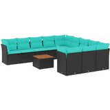  12-dijelni set vrtnih sofa s jastucima poliratan crni | Eponuda.ba