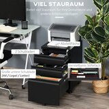  Kontejner na kotačiće 3 ladice 5 kotačića sustav za vješanje spisa zaključavanje čelik crna 39 x 48 x 60 cm | shoptok.hr