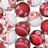  Set božićnih kuglica 30 kom. Crvena i bijela Ø 6 cm Plastika - Crvena i bijela (klasični nordijski motiv) | shoptok.hr