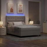  LED Box Spring Krevet Sivo-smeđa 140 x 190 cm tkanina | shoptok.hr