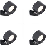 QAZQA Set van 4 moderne wand- plafondlampen zwart incl. LED oplaadbaar - Bright | Shoptok.si