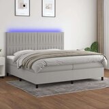  Krevet box spring s madracem LED svjetlosivi 200x200 cm tkanina Cijene